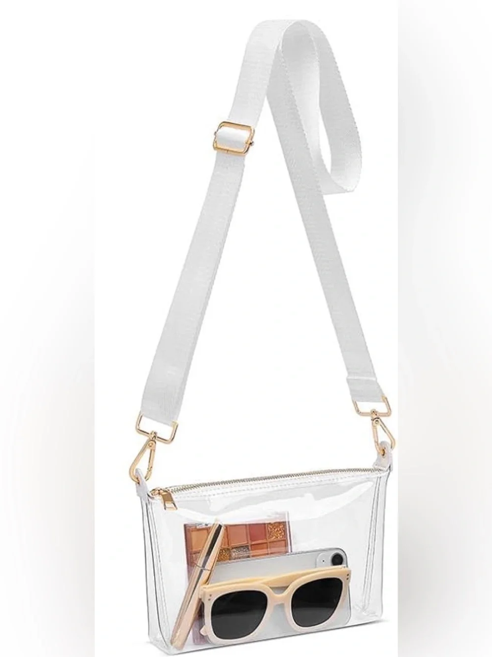 NWT Clear Crossbody Bag with White Strap